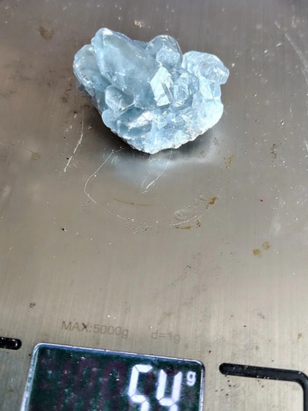 Natural Blue Celestite Crystal Cluster Specimen 54 Grams
